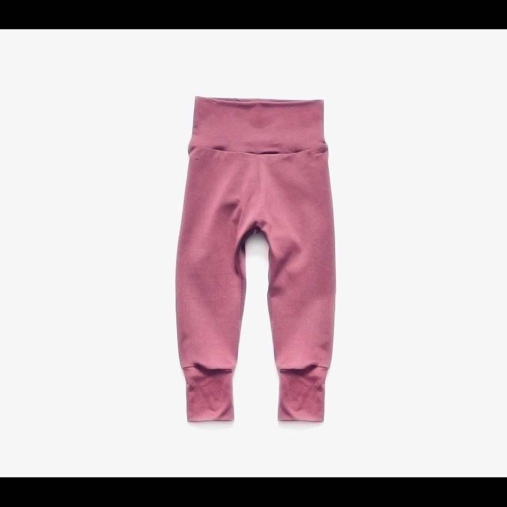 Dusty Rose heathered bamboo / cotton grow with me leggings by Little Sprout